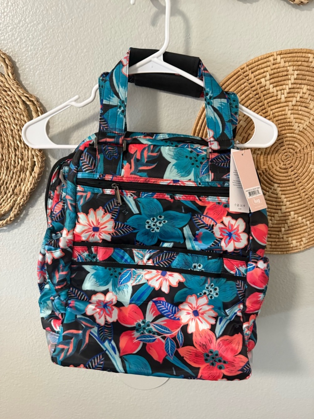 lug Floral Convertible Backpack - Black, Teal & Coral
